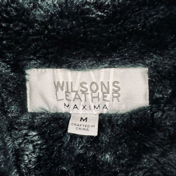 Vintage 90s Wilsons Leather Maxima Black Suede Sherpa Faux Fur Quilted Jacket - Picture 11 of 14